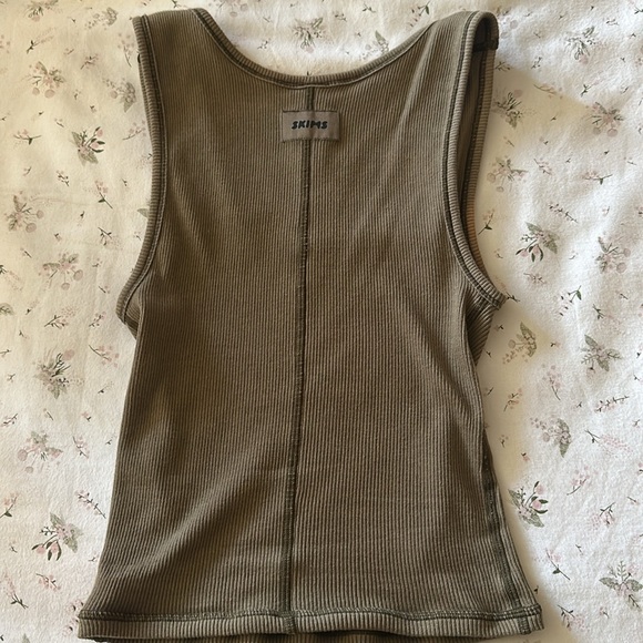 Olive green, skims, cotton rib tank - Picture 4 of 4